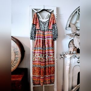 JAY MORLEY for FERN VIOLETTE 60's70's Fantastic Rare boho peasant maxi dress! Sm